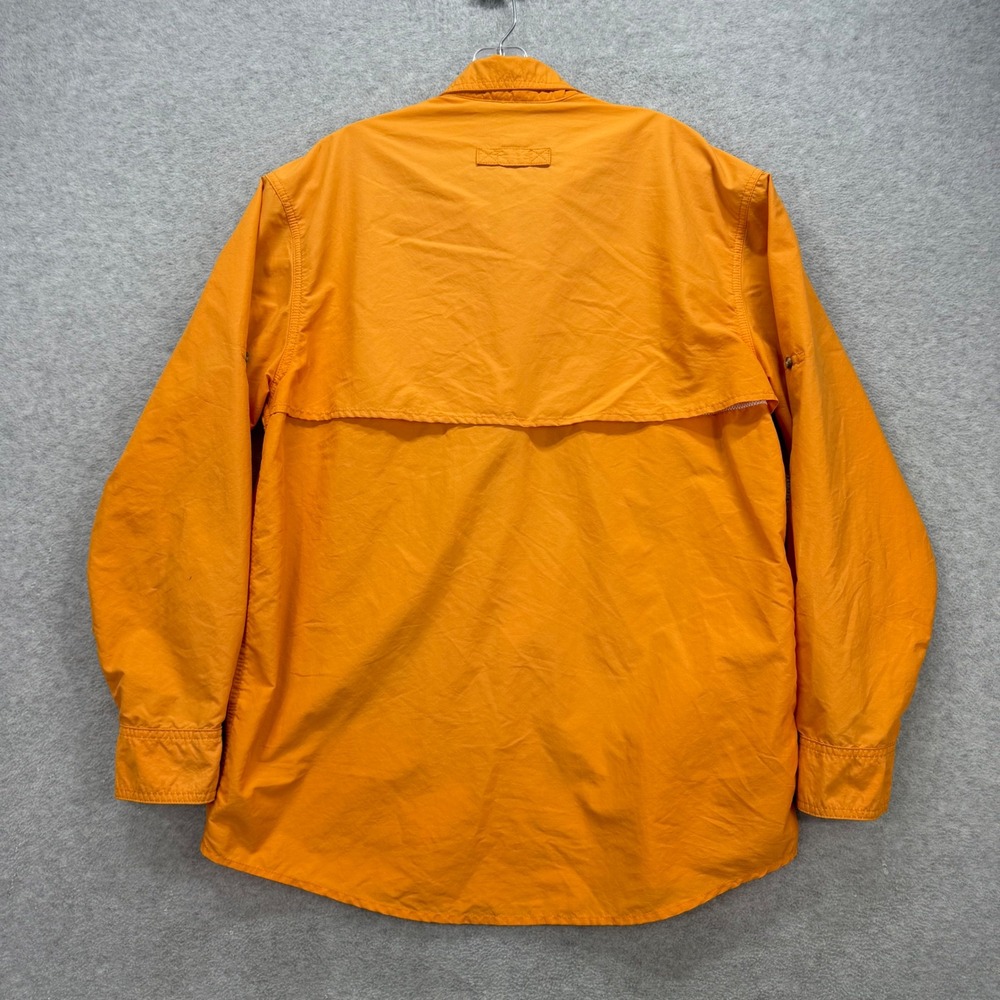 LL Bean Fishing Shirt Mens Medium Orange Long Sleeve Roll Tab Nylon Guide Angler - Picture 3 of 10
